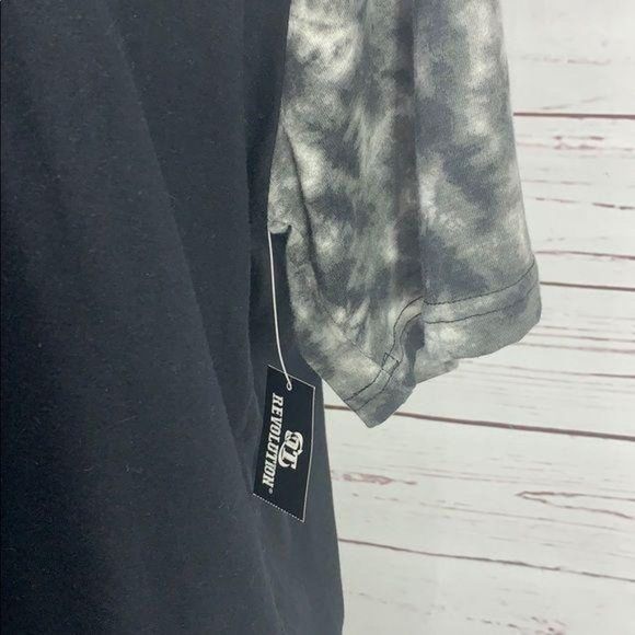 OT Revolution Men's Short Sleeve Black & Tie Dye Camo Hooded T Shirt Size‎ Large - Picture 7 of 8